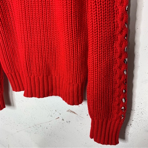 Jason WU Interlocked Wool Red Knit Pullover Sweater Size M - Picture 7 of 13